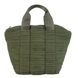 ISSEY MIYAKE 三宅一生 PP QUILTING 褶紋手提包(小/軍綠)