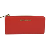 MICHAEL KORS 經典LOGO荔枝皮革L開口拉鍊長夾.紅