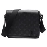 LV M44000 經典Monogram Eclipse帆布District PM翻蓋磁釦斜背包(小)