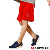 【AIRWALK】男款拼接運動短褲-中紅