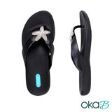 【oka-B】OLIVER海星水晶配飾人字夾腳涼拖鞋(黑色 K903OL-BL)
