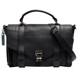 Proenza Schouler 經典PS1 Medium銀色金屬釦小牛皮手提/斜背包(中-黑)
