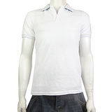 A│X Armani Exchange LOGO浮紋圓領開襟POLO男衫(白)