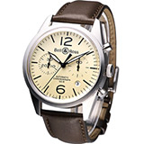 Bell & Ross 復刻版計時飛行機械錶-(BRV-126-BE-ST-SWA)米黃色