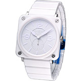 Bell & Ross 精密陶瓷時尚腕錶-(BRS-WH-CE-PHA-SCE)白色