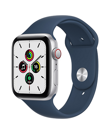 Apple Watch SE (GPS) 44mm - 銀色鋁錶殼-深邃藍錶帶
