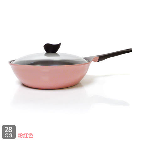 韓國NEOFLAM 28cm陶瓷不沾炒鍋+玻璃鍋蓋