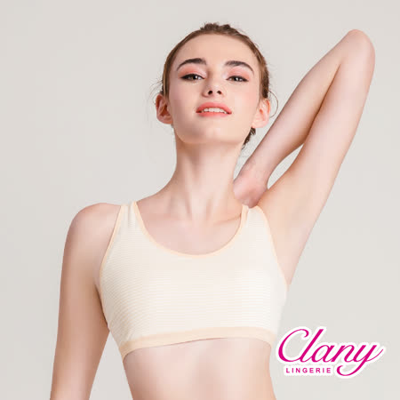 【可蘭霓Clany】棉質絲蛋白舒適條紋M-XL運動內衣 春漾膚 6627-11