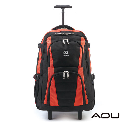 AOU微笑旅行 輕量經典款可收筆電拉桿雙肩後背包(活力橘)26-001