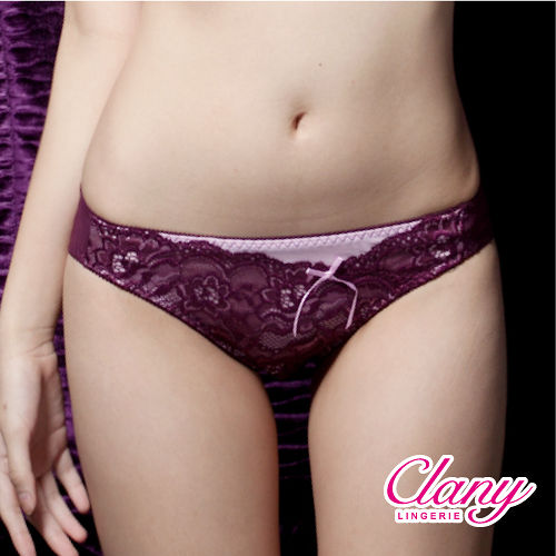 【可蘭霓Clany】雙色蕾絲不對稱美感M-L內褲 葡萄紫 3969-95
