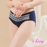 【可蘭霓Clany】氣質點點蕾絲M-XL中腰內褲 理智藍 5395-55 透氣 台灣製