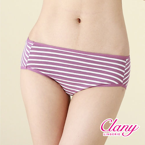 【可蘭霓Clany】棉質簡約條紋M-XL中腰褲(高貴紫 5387-92)