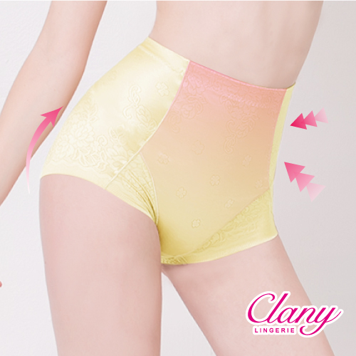 【可蘭霓Clany】高腰無痕透氣緹花M-2XL三角提臀褲 初暮黃 1907-71