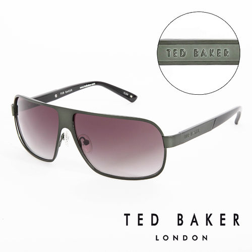 TED BAKER 倫敦 個性軍綠質感造型太陽眼鏡(墨綠) TB1241522