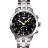 TISSOT PRC 200 競速三眼計時腕錶-黑/銀 T0554171105700