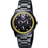 【VOGUE】都會時尚藍寶石日曆腕錶-IP黑x黃/38mm(7V3834DY)