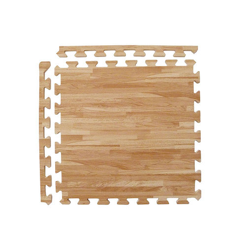 【新生活家】EVA耐磨拼花木紋地墊-淺色45x45x1.2cm12入(附邊條)
