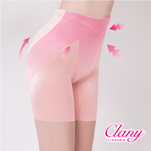 【可蘭霓Clany】高腰無痕透氣緹花M-2XL三分塑褲 高雅粉 1908-32