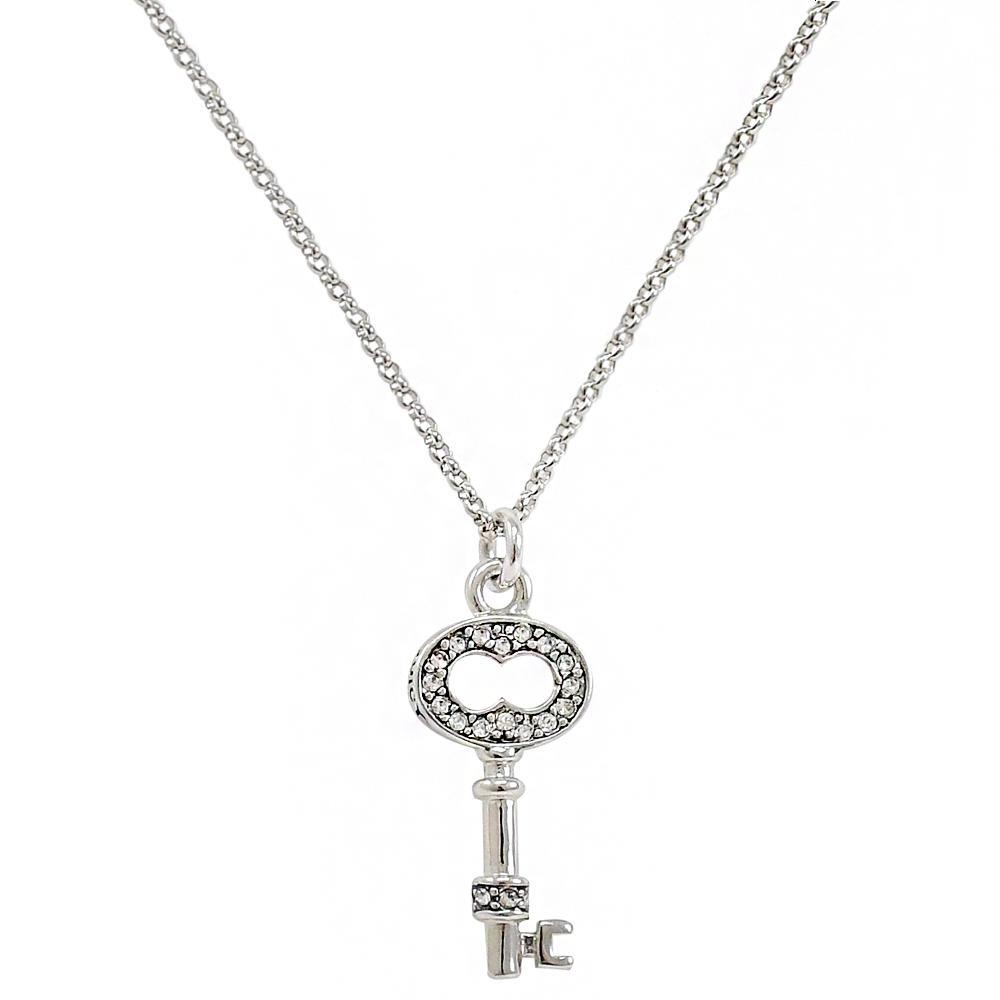 美國品牌Juicy Couture 時尚鑲鑽鑰匙造型項鍊.銀