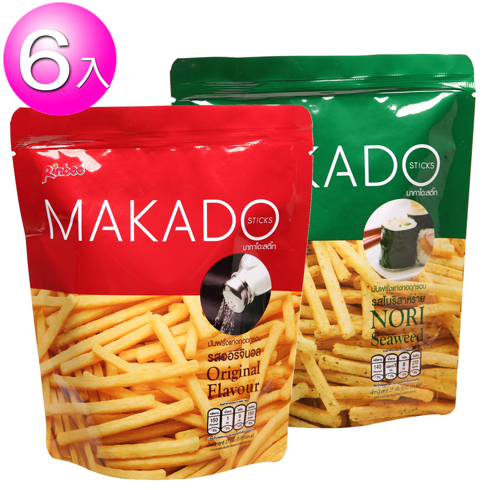 【MAKADO】麥卡多薯條27gx6包/組  (鹽味/海苔味)