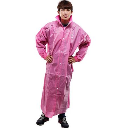 新二代 JUMP前開素色休閒風雨衣-粉紅色