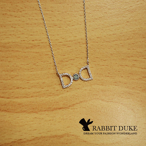 Rabbit Duke 經典歐美風格 個性925純銀蝴蝶結鑲寶石氣質款項鍊 全智賢款