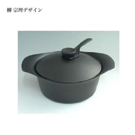【柳宗理】-南部鐵器-雙耳深鍋-附黑鐵蓋+叉
