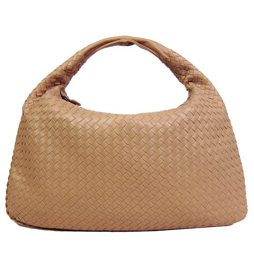 BOTTEGA VENETA 經典小羊皮編織肩背包(大/粉膚)