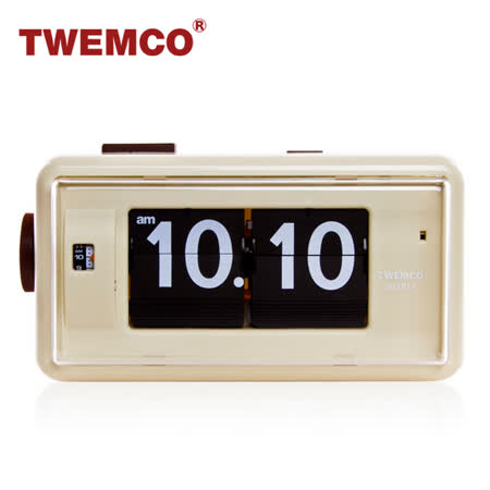 【TWEMCO】機械式翻頁鐘 德國機芯 復古收藏 方形鬧鐘夜燈功能 (AL-30 米色)