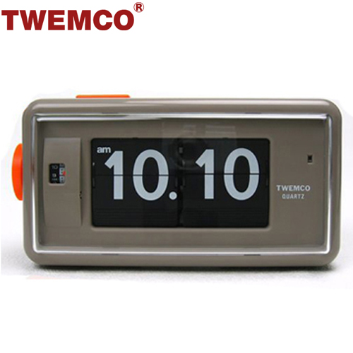 【TWEMCO】機械式 翻頁鐘 復古收藏 方形鬧鐘夜燈功能 (AL-30 灰色)