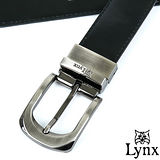 Lynx - 山貓黑銅金款穿針式真皮皮帶-質感黑