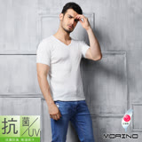 【MORINO摩力諾】男內衣-抗菌防臭速乾短袖V領衫-白色 M