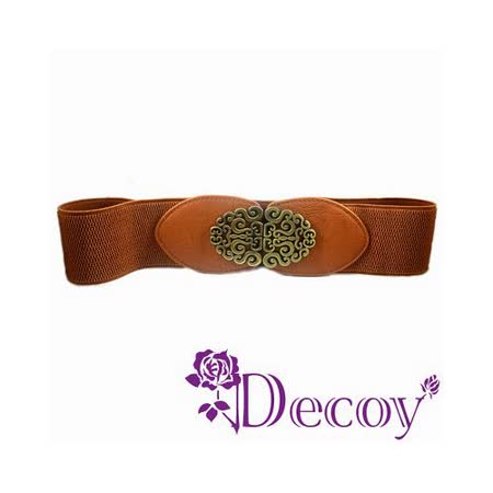《Decoy》中國雕花*寬版彈性腰封/咖