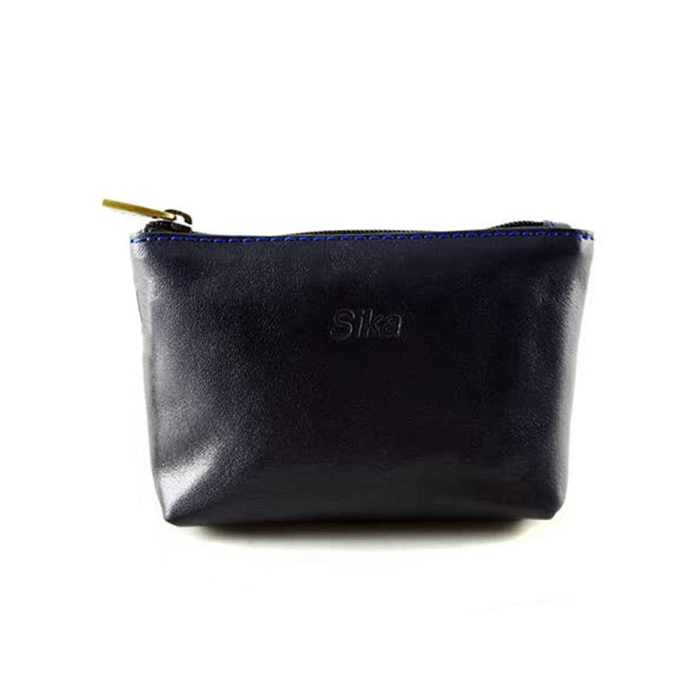 Sika - 義大利時尚真皮拉鍊零錢包A8228-06 - 清玉藍