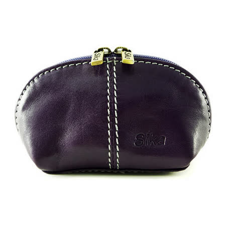 Sika - 義大利時尚真皮復古小巧拉鍊零錢包A8259-07 - 木槿紫