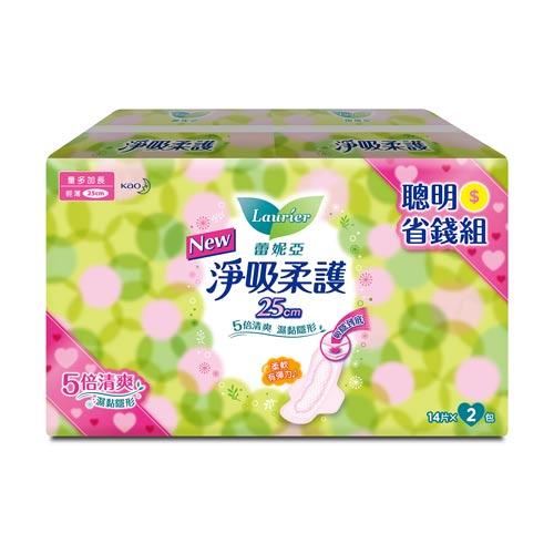 蕾妮亞淨吸柔護-輕薄日用加長衛生棉25cm X14片X2包