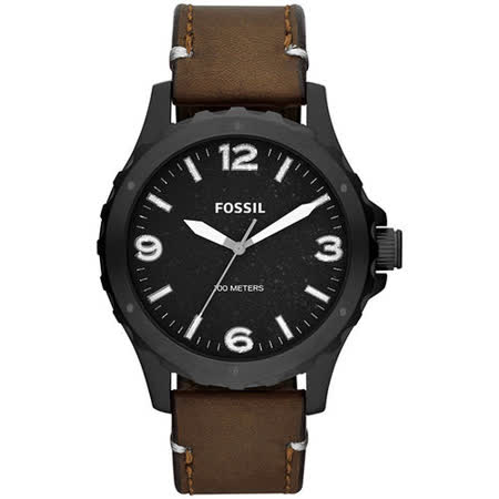 FOSSIL 經典時計時尚腕錶-黑x咖啡/皮帶- friDay購物