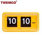 【TWEMCO】機械式 翻頁鐘 復古收藏 方形可壁掛及桌放 (QT-30 黃色)