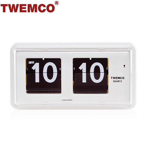 【TWEMCO】機械式 翻頁鐘 復古收藏 方形可壁掛及桌放 (QT-30 白色)