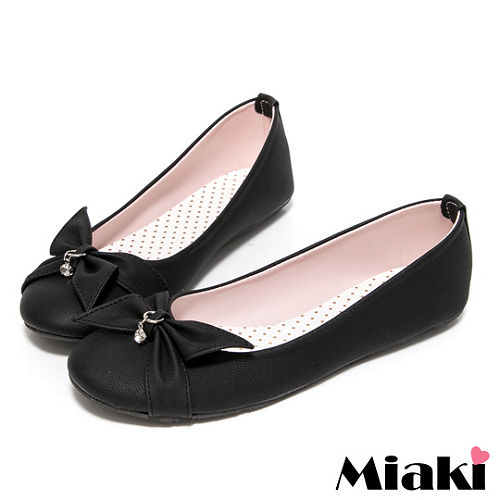 (現貨+預購) 【Miaki】MIT 都會淑女蝴蝶結平底包鞋娃娃鞋 (黑色)