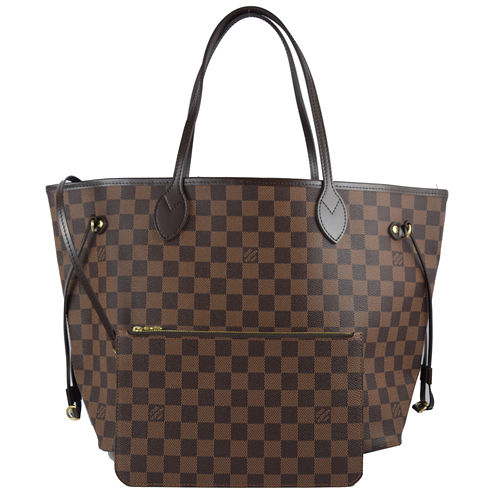 Louis Vuitton LV N41358 NEVERFULL MM 棋盤格紋子母束口購物包.中_現貨