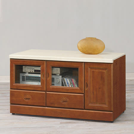 bernice-alfred实木樟木色4尺石面电视柜