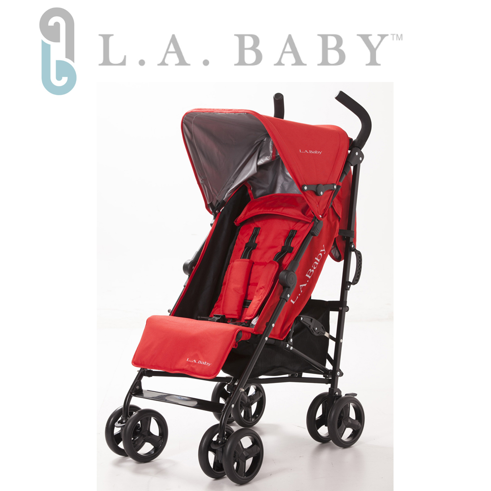 【嬰兒推車L.A. Baby 美國加州貝比】時尚輕便嬰兒手推車(紅色)