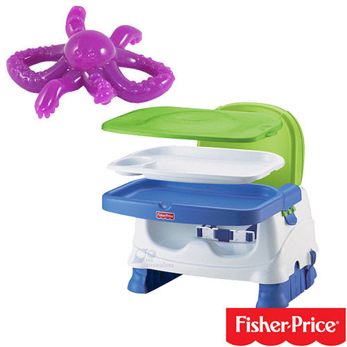 費雪牌 Fisher-Price寶寶小餐椅+幼兒學習軟性章魚牙刷(可當固齒器使用)