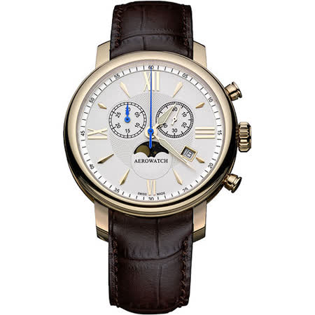 AEROWATCH Elegance 羅馬計時腕錶-銀x玫瑰金框 A84936RO02