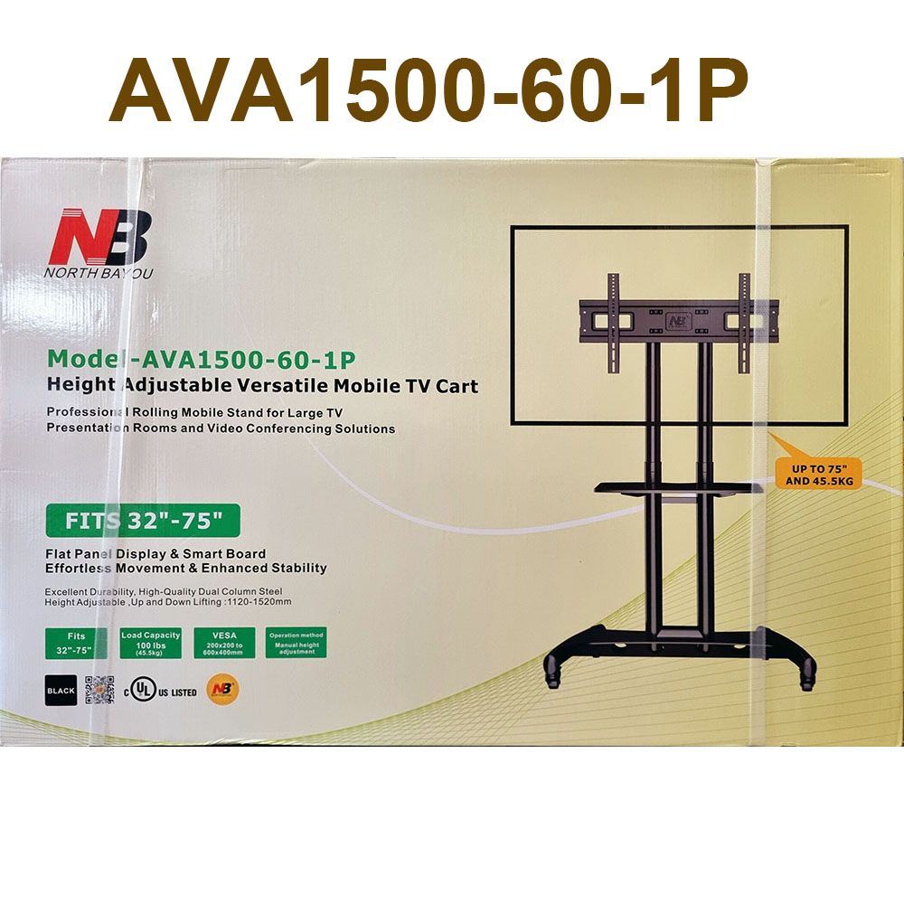 NB可移動式32吋-70吋電視立架(黑色)【AVA1500-60-1P】領卷結帳2356
