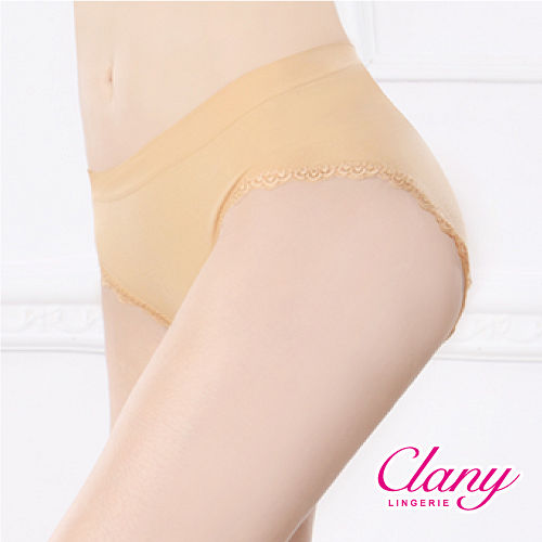 【可蘭霓Clany】抑菌竹炭蕾絲無縫中低腰M-XL褲 春漾膚 2153-11
