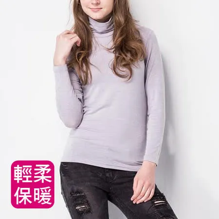 【MORINO摩力諾】發熱長袖高領衫(女款服飾)-灰色
