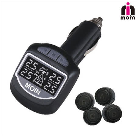 【MOIN】TP-01感溫式 無線胎壓胎溫偵測器(贈1對3點煙器)