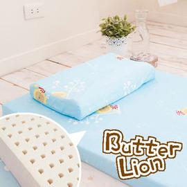 奶油獅 精梳純棉乳膠嬰兒床墊(小)+工學枕 兩件組(三色可選)